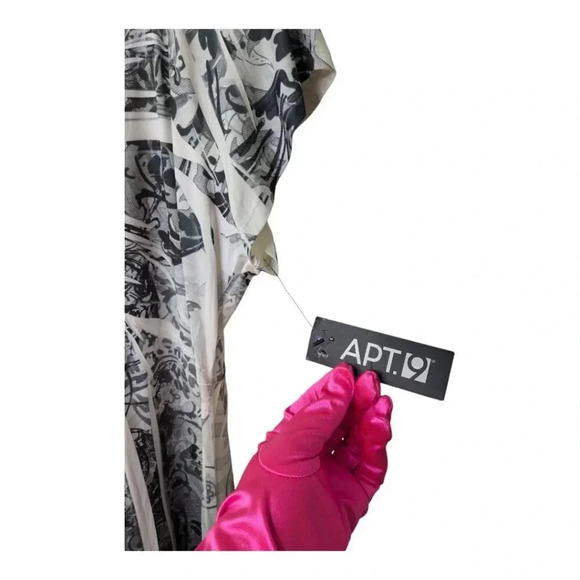 NWT Apt 9 Womens Geometric Dress Scoop Neck Gray White Shark Bite Stretch Knit L - Picture 7 of 14